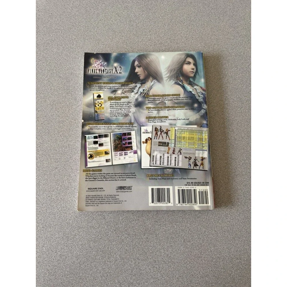 Final Fantasy X-2 Official Strategy Guide BradyGames w/ Poster PS2 Square Enix